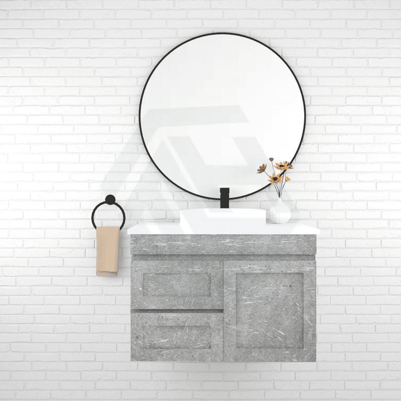 600-1500Mm Boston Plywood Wall Hung Bathroom Floating Vanity With Left / Right Drawers Concrete Grey