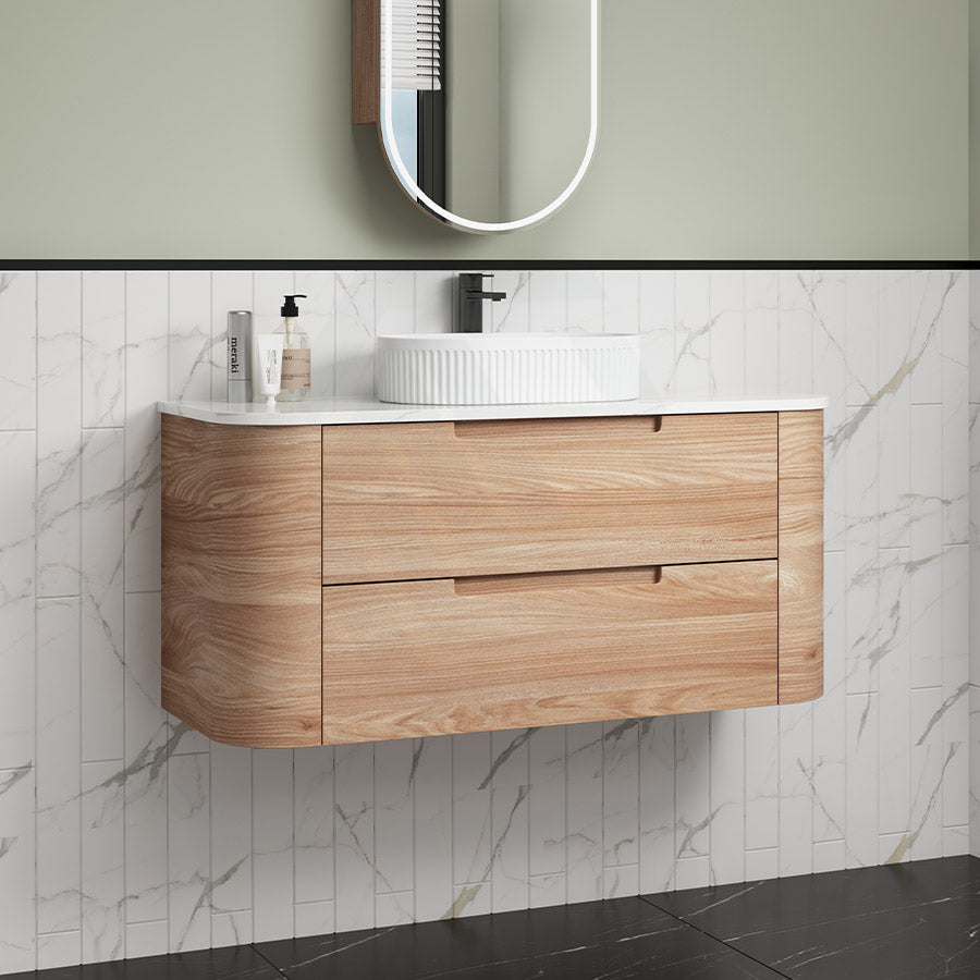 750 - 1800Mm Aulic Briony Wall Hung Vanity Drawer Timber Plywood Cabinet Only & Stone Top Natural