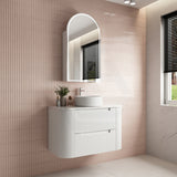 750-1800Mm Aulic Curva Wall Hung Vanity Finger Pull Drawer Timber Plywood Matt White Cabinet Only &