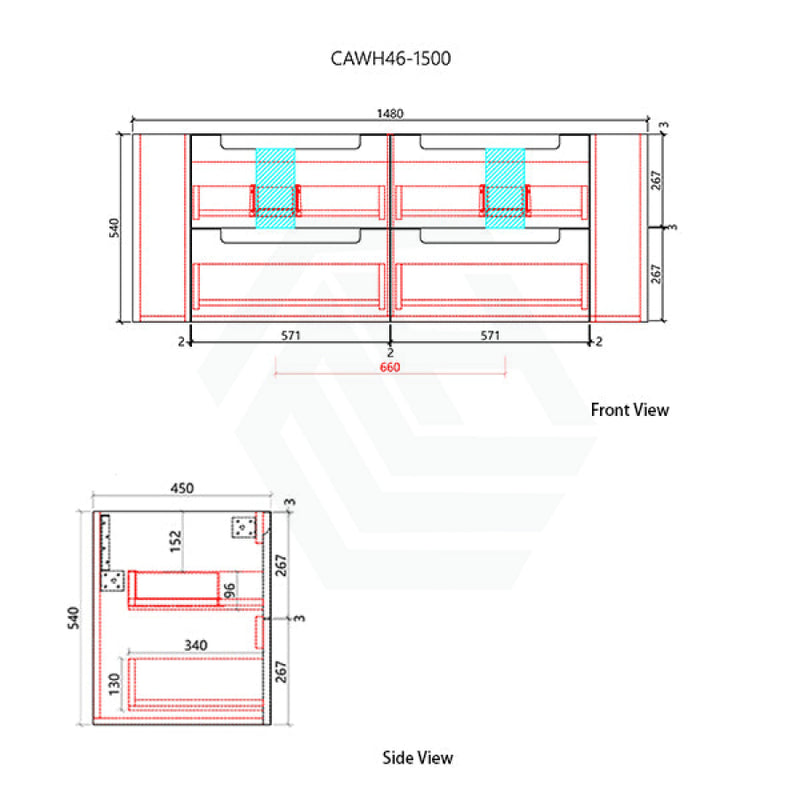 750-1800Mm Aulic Curva Wall Hung Vanity Finger Pull Drawer Timber Plywood Matt White Cabinet Only &