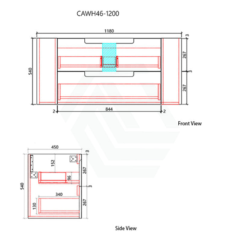 750-1800Mm Aulic Curva Wall Hung Vanity Finger Pull Drawer Timber Plywood Matt White Cabinet Only &