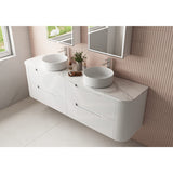 750-1800Mm Aulic Curva Wall Hung Vanity Finger Pull Drawer Timber Plywood Matt White Cabinet Only &