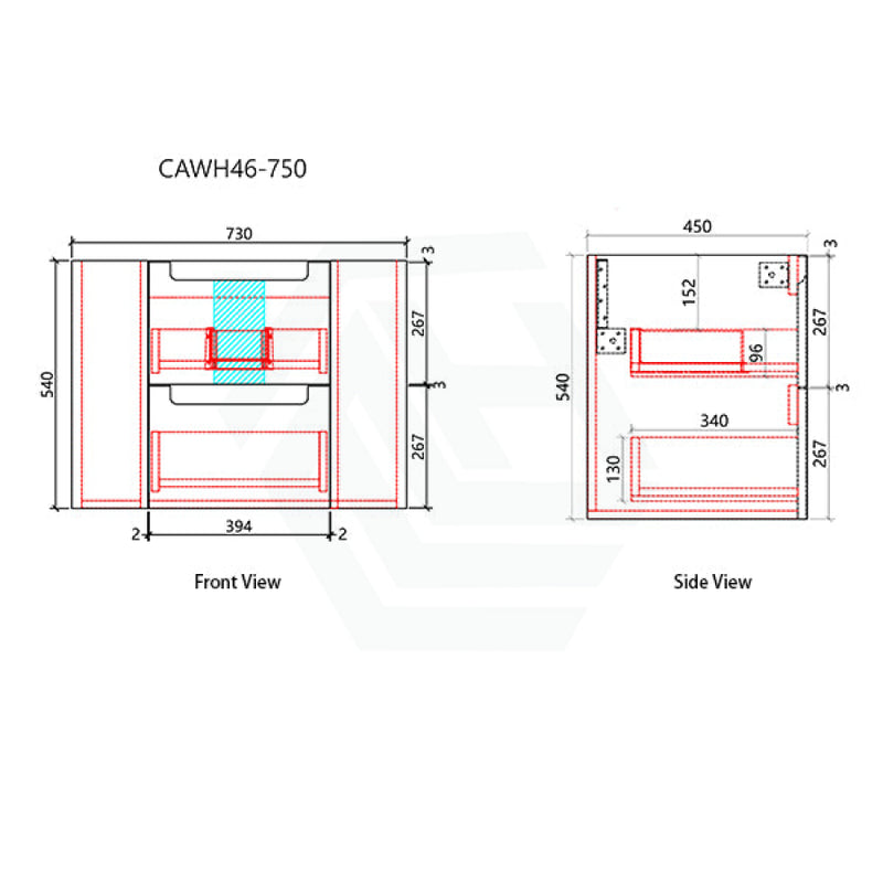 750-1800Mm Aulic Curva Wall Hung Vanity Finger Pull Drawer Timber Plywood Matt White Cabinet Only &