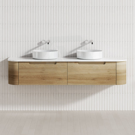 750-1800Mm Carita Wall Hung Vanity Natural Timber Grains Cabinet Only & Stone Top Available For