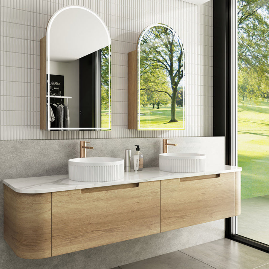 750 - 1800Mm Carita Wall Hung Vanity Natural Timber Grains Cabinet Only & Stone Top Available For