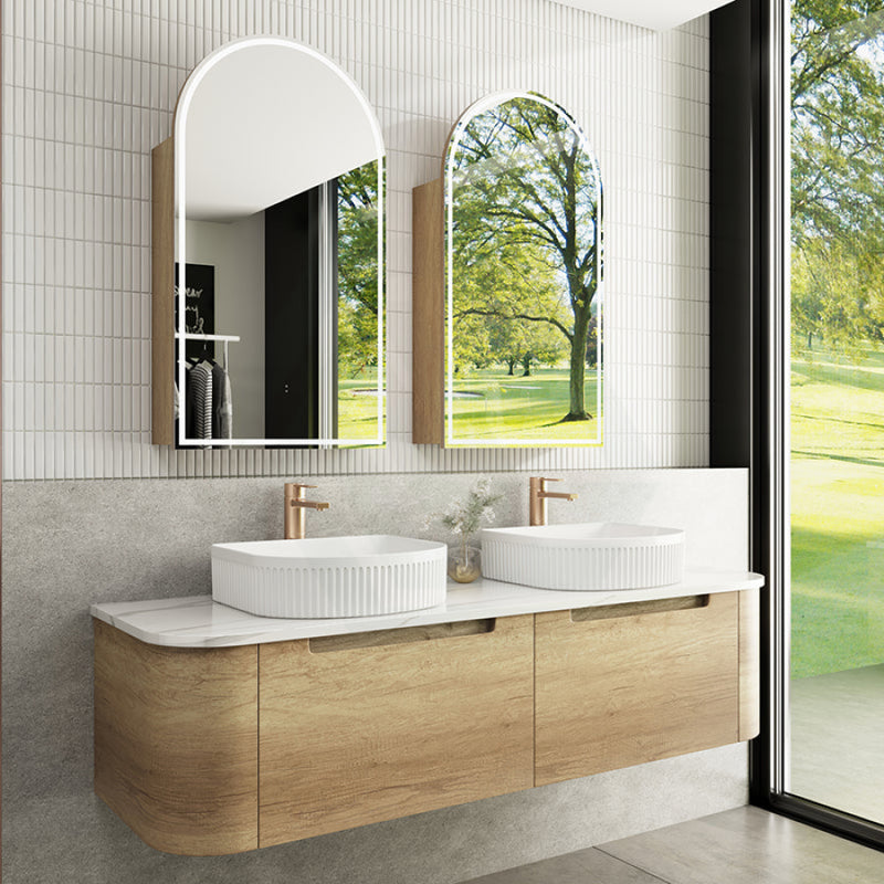 750 - 1800Mm Carita Wall Hung Vanity Natural Timber Grains Cabinet Only & Stone Top Available For