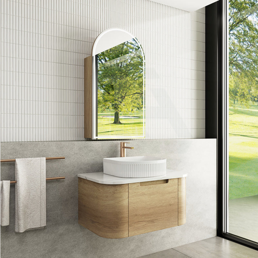 750 - 1800Mm Carita Wall Hung Vanity Natural Timber Grains Cabinet Only & Stone Top Available For