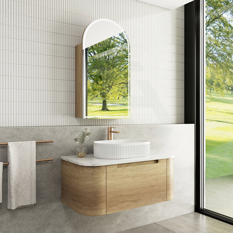 750 - 1800Mm Carita Wall Hung Vanity Natural Timber Grains Cabinet Only & Stone Top Available For