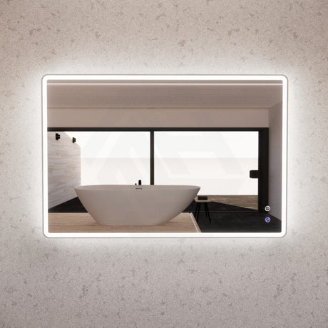 750/800/900/1200Mm Rectangle Brushed Nickel Framed Led Mirror Touch Sensor Horizontal/Vertical