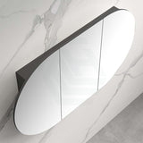 750/900/1200/1500Mm Rosy Oval Wall Hung Plywood Shaving Cabinet Semi Matt Black Pencil Edge Mirror