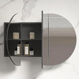 750/900/1200/1500Mm Rosy Oval Wall Hung Plywood Shaving Cabinet Semi Matt Black Pencil Edge Mirror