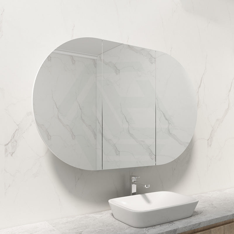 750/900/1200/1500Mm Rosy Oval Wall Hung Plywood Shaving Cabinet Semi Matt White Pencil Edge Mirror