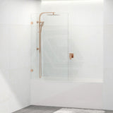 Tempered Glass Frameless Bathtub Shower Screen Fixed Panel Rose Gold 750-900mm