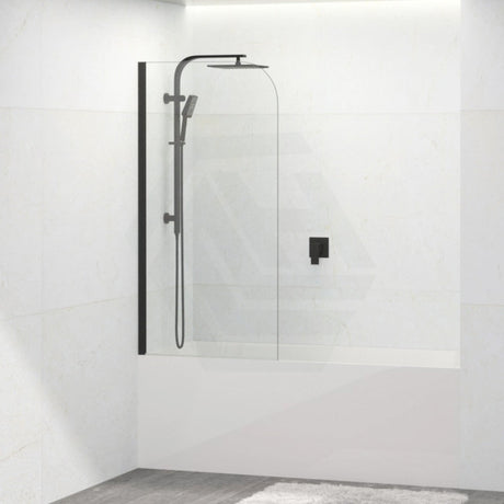 Bathtub Shower Screen Single Swing Panel Black