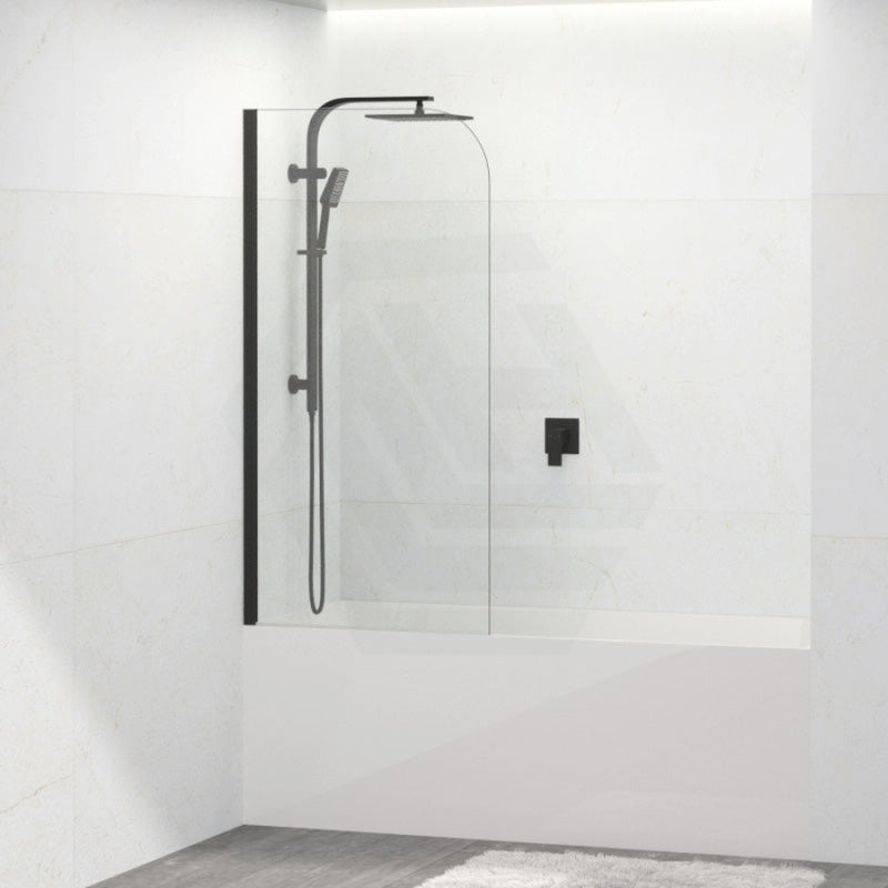 Bathtub Shower Screen Single Swing Panel Black