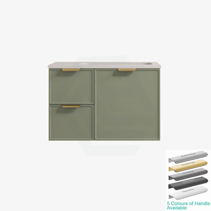 600-1500Mm Miami Standard Wall Hung Vanity Olive Green Single/Double Bowls Pvc Cabinet Only For