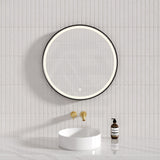 750Mm Led Mirror Round Black Framed Defogger Pad Led Mirrors