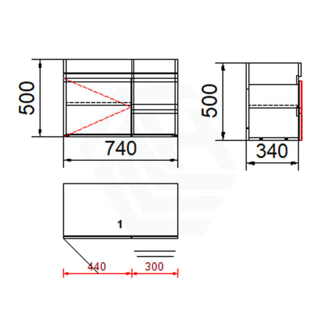 750Mm Narrow Wall Hung Bathroom Floating Vanity 2-Drawer 1-Door Multi-Colour Cabinet Only Right