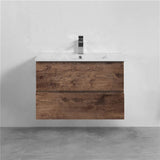 600-1500Mm Wall Hung Bathroom Floating Vanity Dark Oak Wood Grain Pvc Filmed Drawers Cabinet