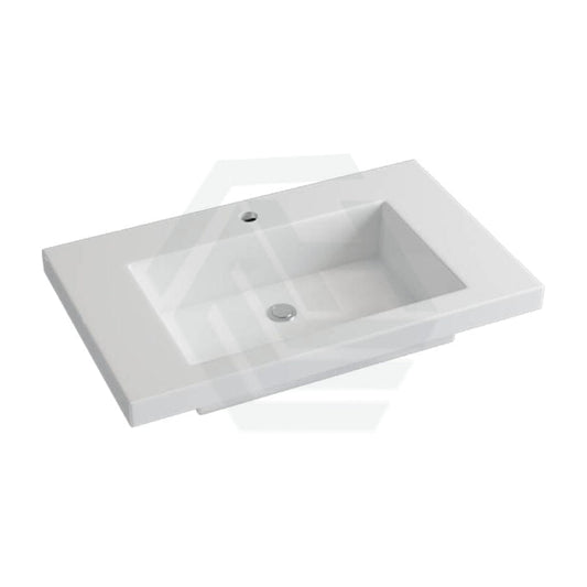 750X460X135Mm Poly Top For Bathroom Vanity Single Bowl Matt White 1 Tap Hole No Overflow Tops