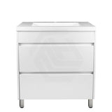 600-1500Mm Freestanding Bathroom Floor Vanity Matt White Pvc Filmed Drawers Cabinet Only &