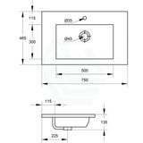 750X465X135Mm Poly Top For Bathroom Vanity Single Bowl 1 Or 3 Tap Holes Available No Overflow Poly