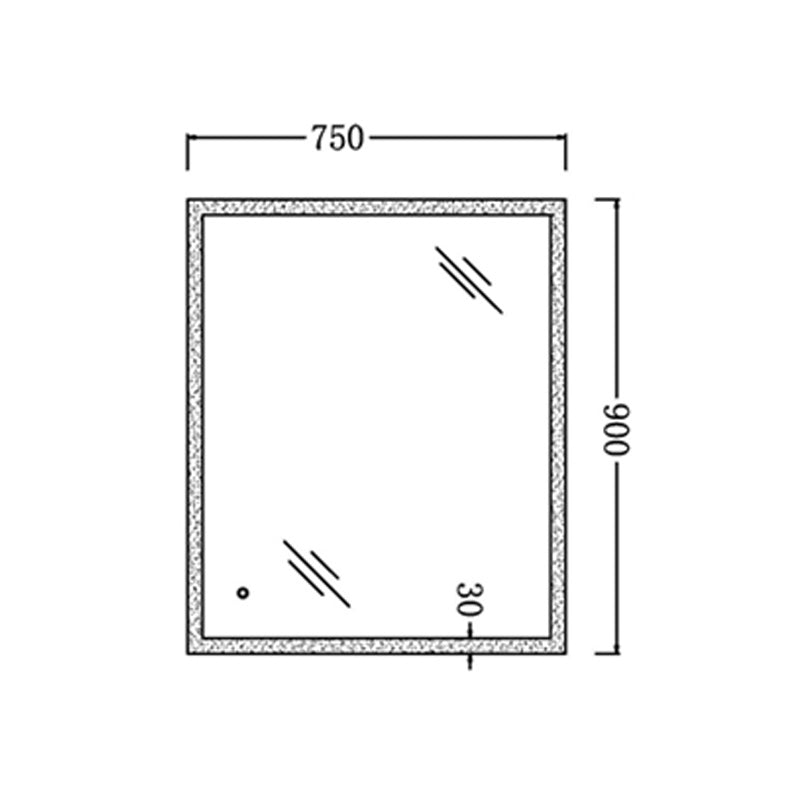 600/750/900/1200Mm Led Wall Mirror Right Angle Frameless Light On Rim 750X900Mm