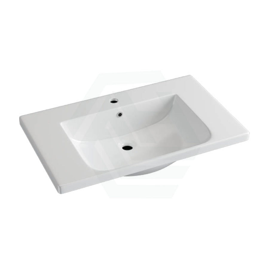 755X465X165Mm D Shape Ceramic Top For Bathroom Vanity Sleek High Gloss Single Bowl 1 Tap Hole