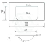 755X465X165Mm D Shape Ceramic Top For Bathroom Vanity Sleek High Gloss Single Bowl 1 Tap Hole