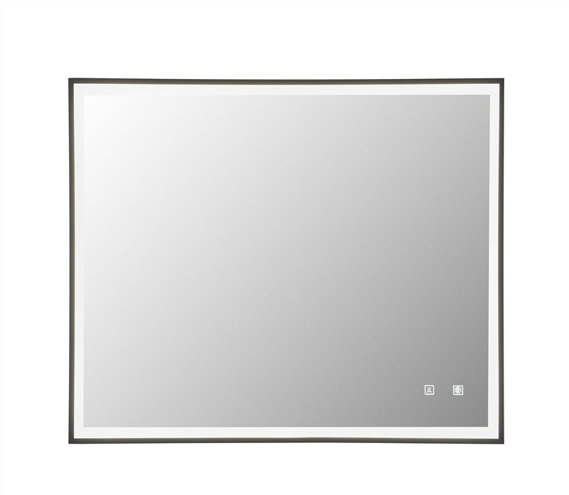 600/750/900Mm Led Mirror Square Black Framed Demister