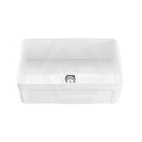 758X453X255Mm Gloss White Kensington Fireclay Farmhouse Sink Single Bowl Kitchen Laundry Butler