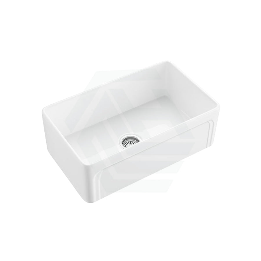 758X453X255Mm Gloss White Kensington Fireclay Farmhouse Sink Single Bowl Kitchen Laundry Butler