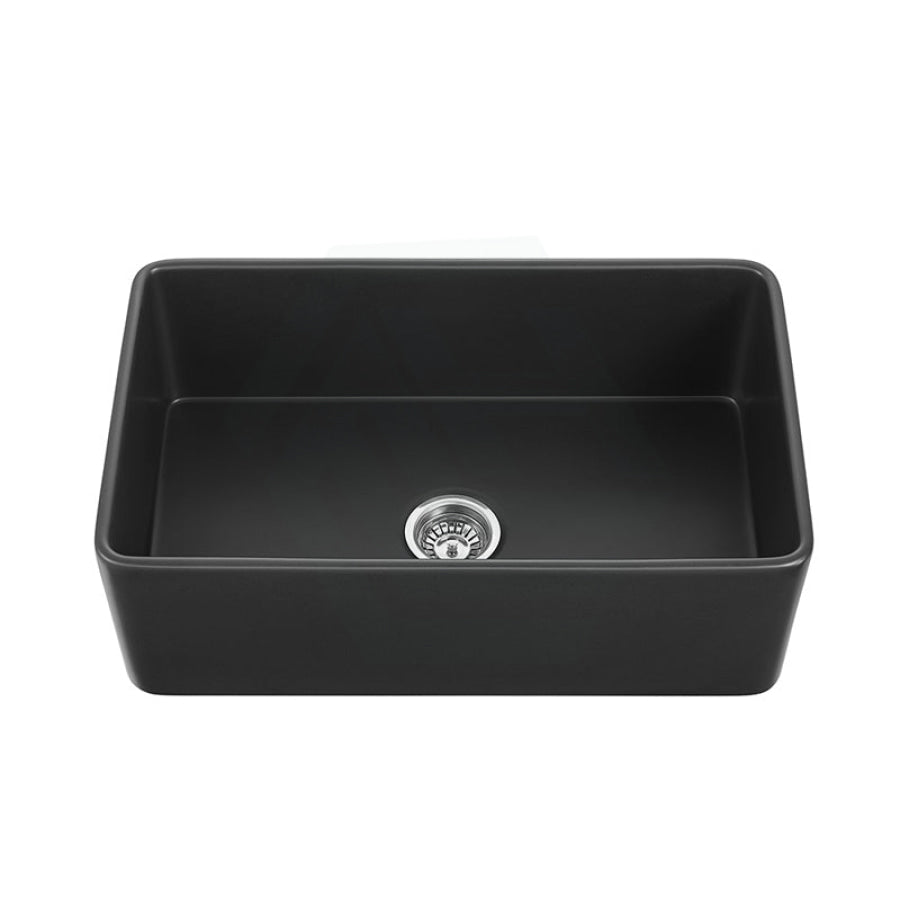 758X453X255Mm Matt Black Kensington Fireclay Farmhouse Sink Single Bowl Kitchen Laundry Butler Sinks