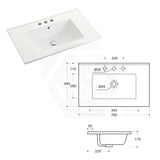 760X465X175Mm Ceramic Top For Bathroom Vanity Single Bowl 1 Or 3 Tap Holes Available Gloss White