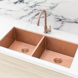 770X450X215Mm Rose Gold Pvd 1.2Mm Handmade Top/undermount Double Bowls Kitchen Sink