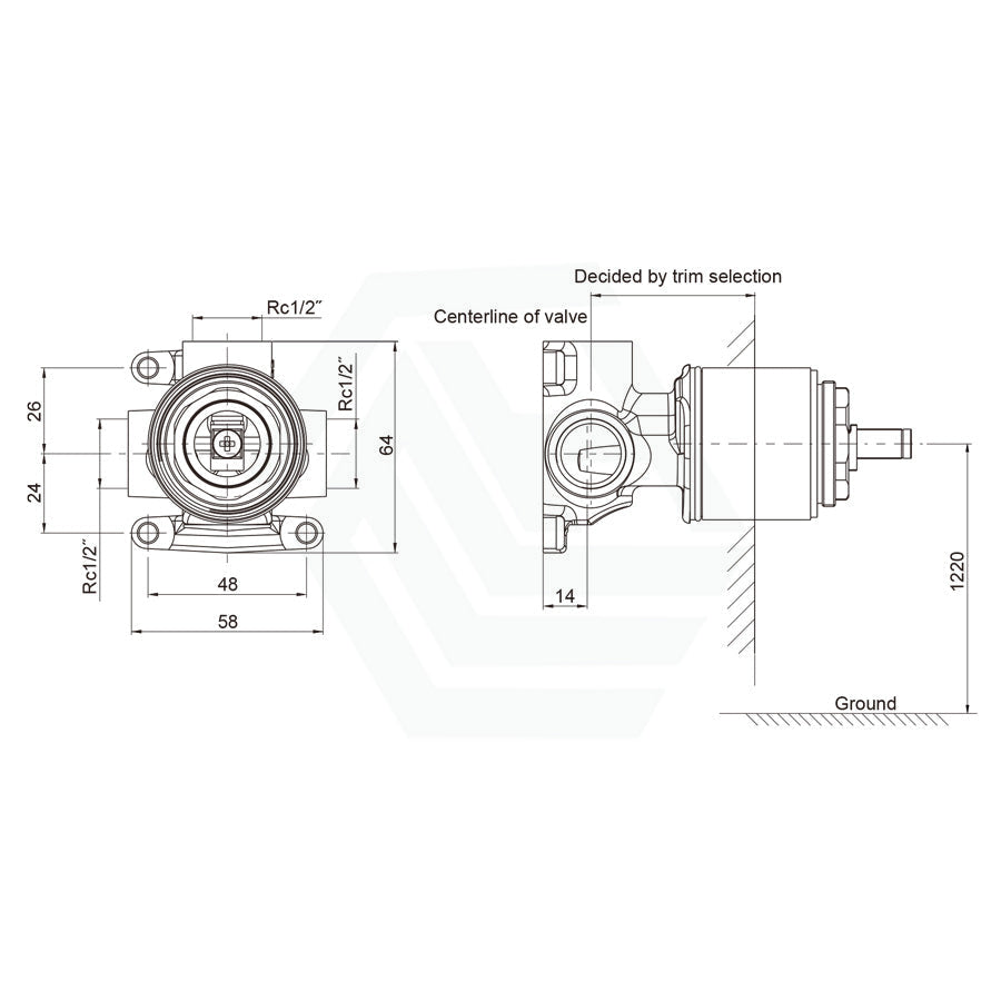 Kohler Recessed 40Mm Wall Mixer Body Only