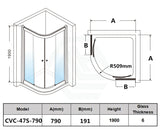 790/900/1000Mm Curved Shower Screen Semi-Frameless Double Sliding Chrome Fittings 6Mm Tempered Glass