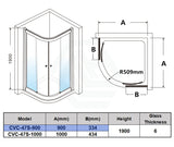 790/900/1000Mm Curved Shower Screen Semi-Frameless Double Sliding Chrome Fittings 6Mm Tempered Glass