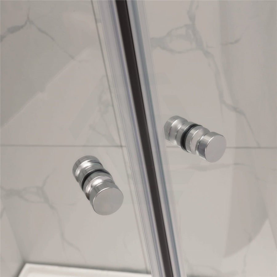 790/900/1000Mm Curved Shower Screen Semi-Frameless Double Sliding Chrome Fittings 6Mm Tempered Glass