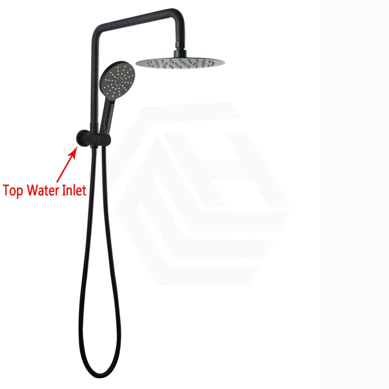 Twin Shower Station Top Water Inlet Round Matt Black