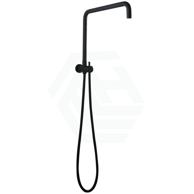 Twin Shower Station Top Water Inlet Round Matt Black