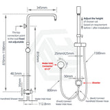 8 Inch 200Mm Round Chrome Twin Shower Station With 5 Functions Handheld Universal Water Inlet