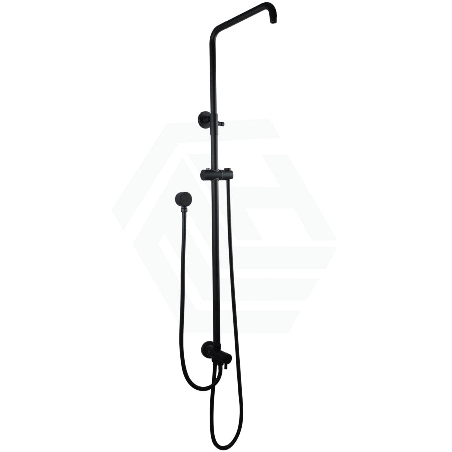 8 Inch 200Mm Round Black Twin Shower Station With 5 Functions Handheld Universal Water Inlet Showers