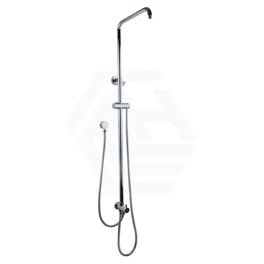 8 Inch 200Mm Round Chrome Twin Shower Station With 5 Functions Handheld Universal Water Inlet