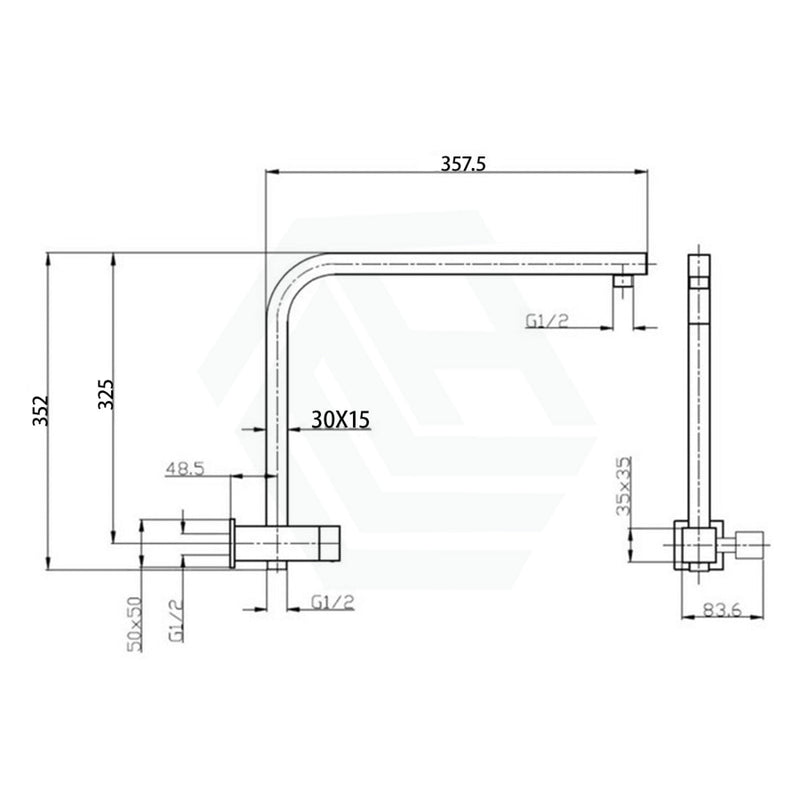 Twin Shower Station Top Water Inlet Square Matt Black