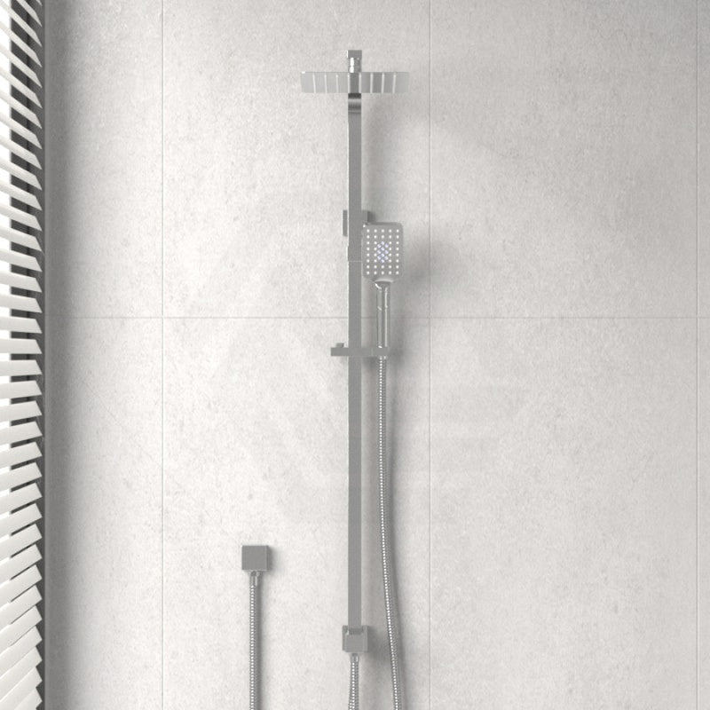 8 Inch 200Mm Square Chrome Rainfall Twin Shower Station Universal Water Inlet 3 Functions Handheld