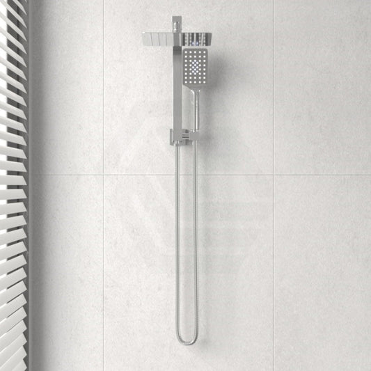 Twin Shower Station Top Water Inlet Square Chrome