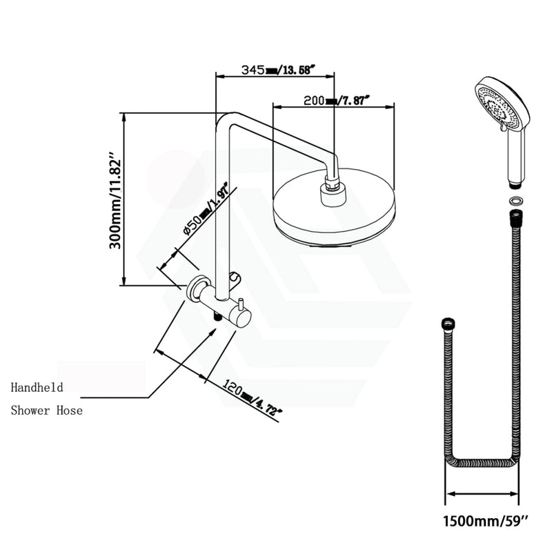 Twin Shower Station Top Water Inlet Round Chrome