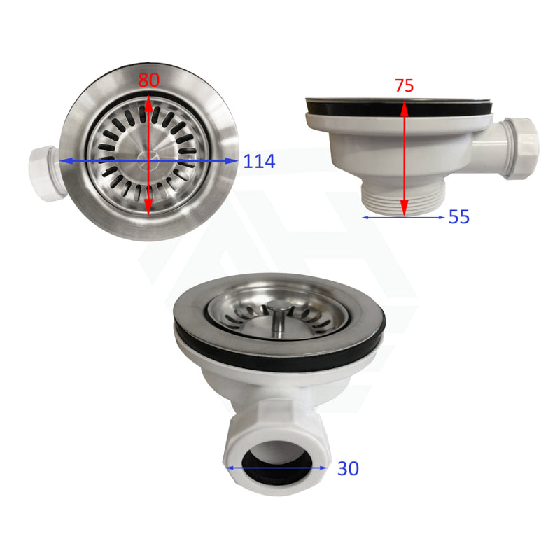 80/114Mm Kitchen Sink Strainer Waste With Overflow Stainless Steel 304 Products