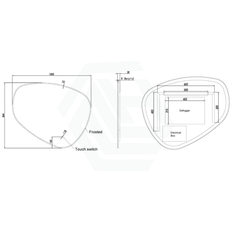 800/1000Mm Acrylic Asymmetrical Led Mirror Touch Sensor Special Shape Mirrors